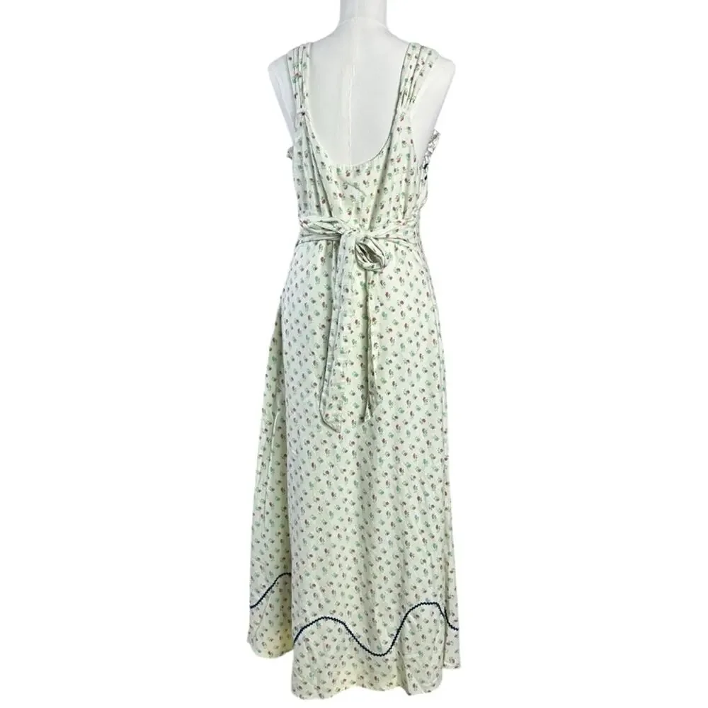 Free People Dainty Western Prairie Sweet Hearts Midi Dress in Ivory Combo Medium